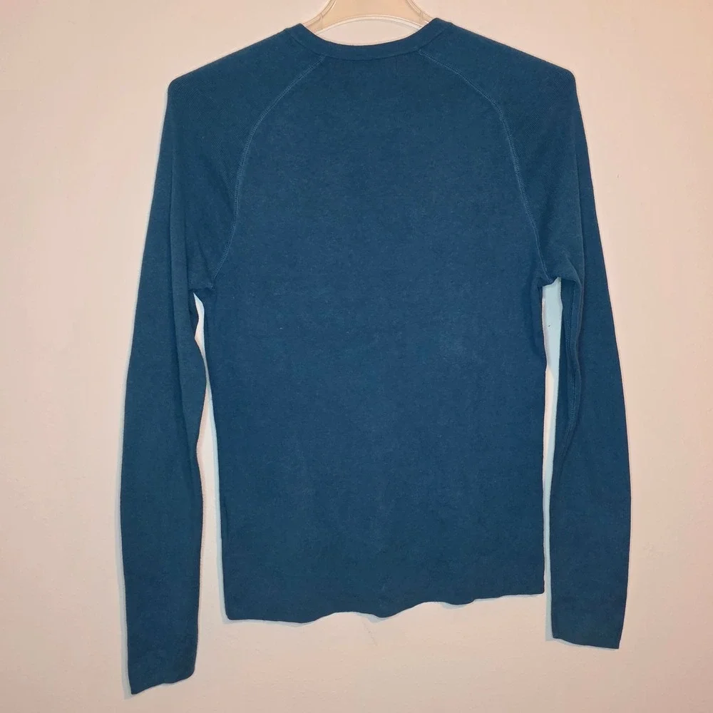 Banana Republic Mens Small Teal Blue Long Sleeve Cotton Crew Neck Top‎ S